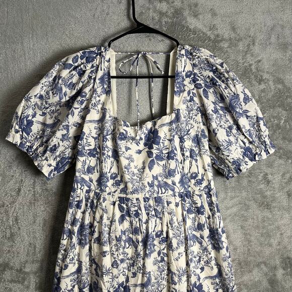 ModCloth Enchanted Meadow Toile Dress in Blue Toile Cottagecore Prairie XL New - Picture 5 of 7